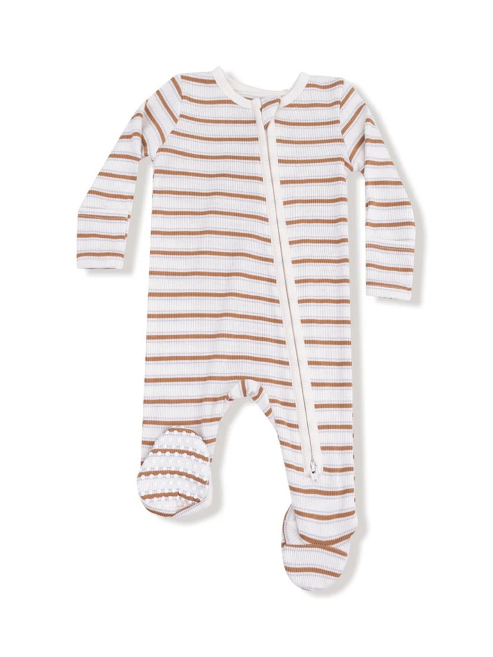 Angel Dear Neutral Stripe Brown Footie 3-6 6-9 months